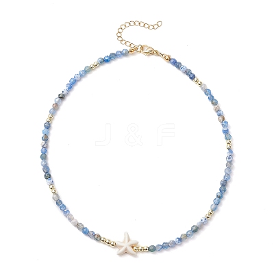 Summer Beach Dyed Natural Fire Crackle Agate Round Beaded Necklaces NJEW-JN05262-02-1