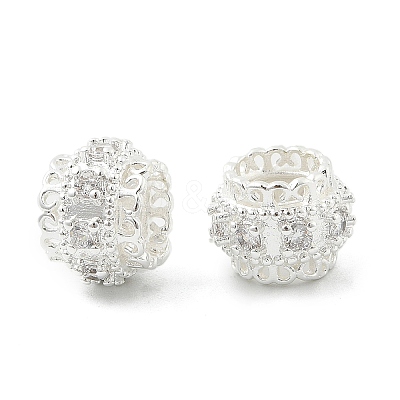 Brass Micro Pave Cubic Zirconia European Beads KK-P297-01S-1