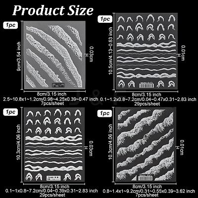 4 Sheets 4 Style 5D Nail Art Stickers STIC-OC0001-04-1