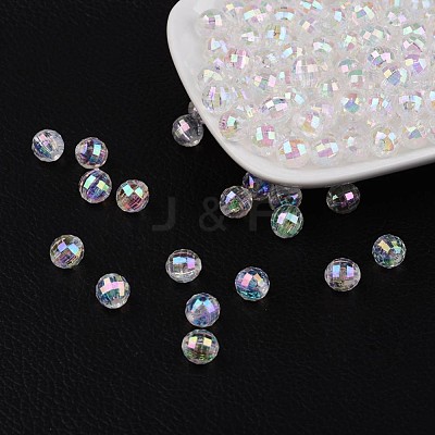 Faceted Eco-Friendly Transparent Acrylic Round Beads X-TACR-K001-6mm-22-1