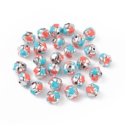 Platinum Plated Acrylic Enamel Beads OACR-I003-03-1