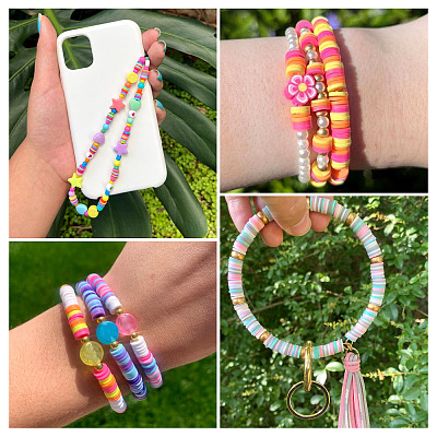 8 Strands 8 Colors Handmade Polymer Clay Beads Strands CLAY-TA0001-30-1
