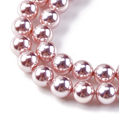 UV Plating Pearlized Glass Pearl Beads Strands GLAA-F128-01A-T19-1
