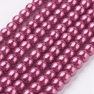 Eco-Friendly Dyed Glass Pearl Round Beads Strands HY-A002-4mm-RB027-1