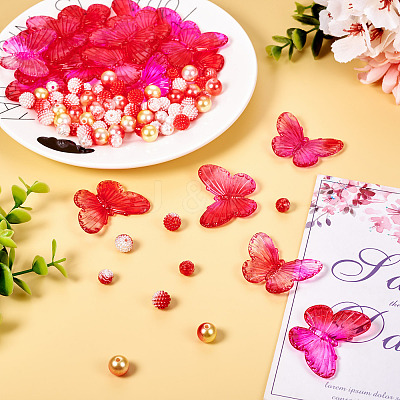 100Pcs 4 Styles Acrylic with Plastic Imitation Pearl Beads OACR-TA0002-88-1
