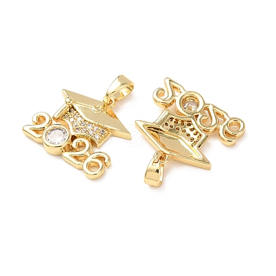 Brass Micro Pave Clear Cubic Zirconia Pendants KK-D223-01G-1