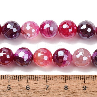 Electroplated Natural Agate Beads Strands G-B191-A07-10mm-06-1