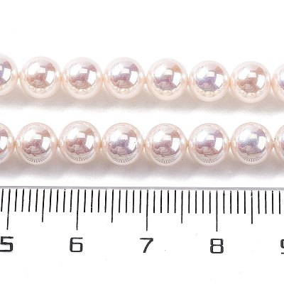 UV Plating Pearlized Glass Pearl Beads Strands GLAA-F128-01A-T02-1