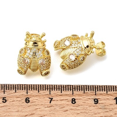 Brass Micro Pave Cubic Zirconia Stud Earrings EJEW-D355-02G-02-1