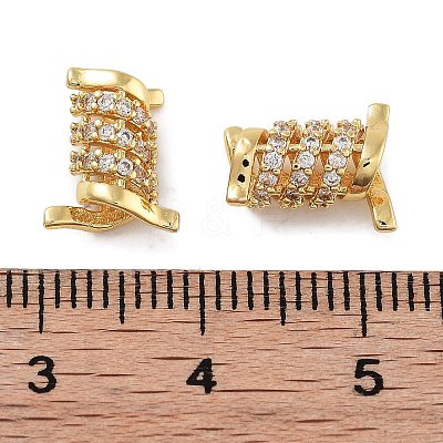 Rack Plating Brass Micro Pave Cubic Zirconia Beads KK-Z071-38G-1