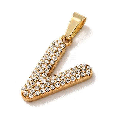 304 Stainless Steel Micro Pave Clear Cubic Zirconia Pendants CU-CBA703A-05G-V-1