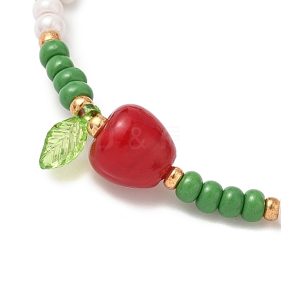 Glass Seed Beads & Lampwork Beads Braided Bead Bracelets for Women BJEW-MZ00212-02-1