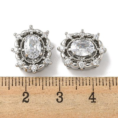 Brass Micro Pave Cubic Zirconia Beads KK-K378-06P-1