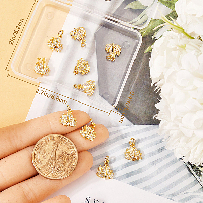 12Pcs Brass Micro Pave Cubic Zirconia Charms ZIRC-BBC0002-78-1