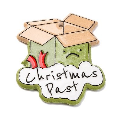 Christmas Series Printed Opaque Acrylic Pendants OACR-Q080-01D-1