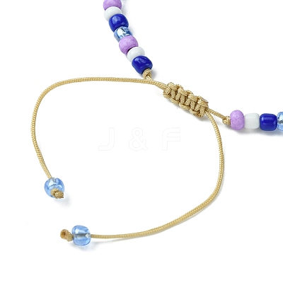 Glass Seed Braided Bead Bracelet for Women BJEW-JB09656-1