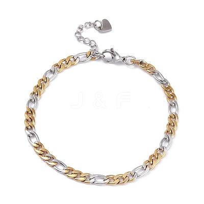 PVD Vacuum Plating 304 Stainless Steel Figaro Chain Bracelets BJEW-I295-07GP-1