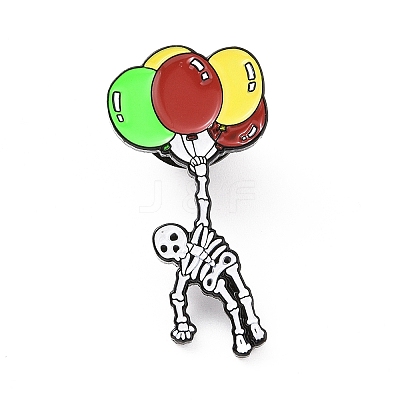 Skeleton with Balloon Enamel Pin JEWB-C015-03EB-1