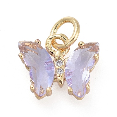 Brass Micro Pave Clear Cubic Zirconia Pendant ZIRC-P079-B01-16-1