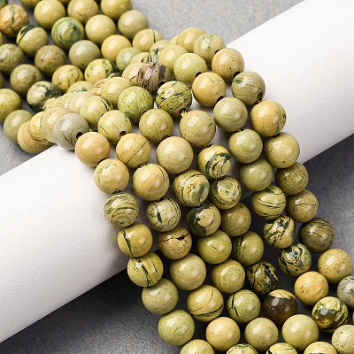 Natural Verdite Stone Beads Strands G-C242-03-6mm-1