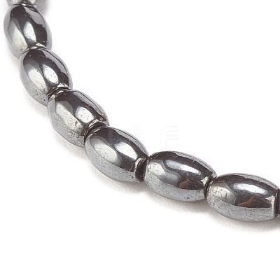 Synthetic Hematite Oval Beaded Stretch Bracelet BJEW-JB07897-03-1