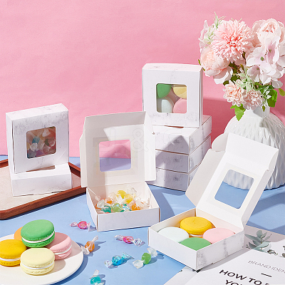 Marble Print Paper Candy Storage Box CON-WH0084-92A-1