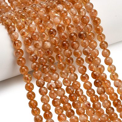Hearted Natural Citrine Beads Strands G-L663-A02-6mm-1