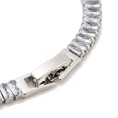 Brass Pave Clear Cubic Zirconia Rectangle Link Bracelets BJEW-YWC0002-11A-P-1