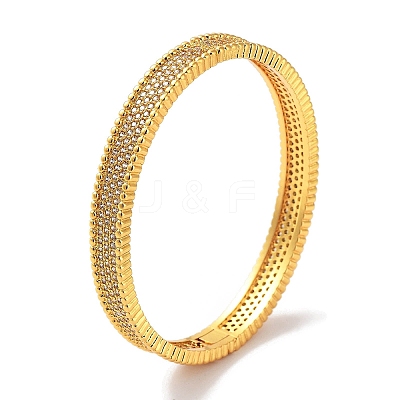 Brass Micro Pave Clear Cubic Zirconia Hinged Bangles for Women BJEW-Z061-18G-1