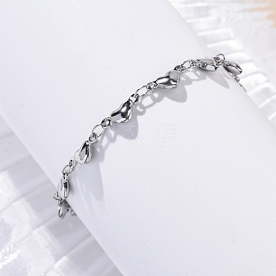Tarnish Resistant 304 Stainless Steel Heart Link Bracelets X-BJEW-M121-03P-1