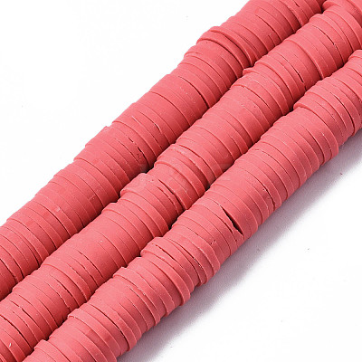 Flat Round Handmade Polymer Clay Beads CLAY-R067-10mm-14-1