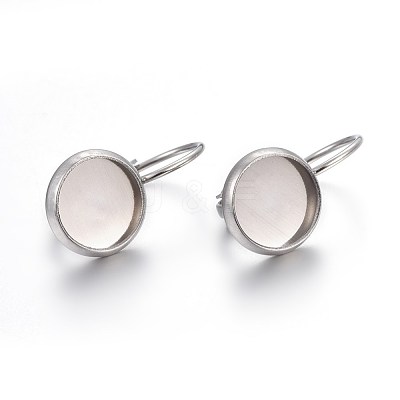 Tarnish Resistant 304 Stainless Steel Leverback Earring Settings STAS-F191-03P-8mm-1