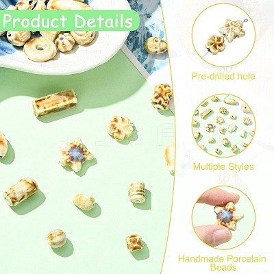 30Pcs 30 Styles Handmade Porcelain Beads PORC-CJ0001-27-1