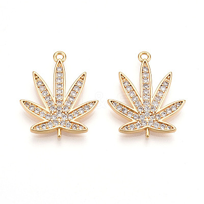 Brass Micro Pave Cubic Zirconia Pendants KK-N262-109A-G-1