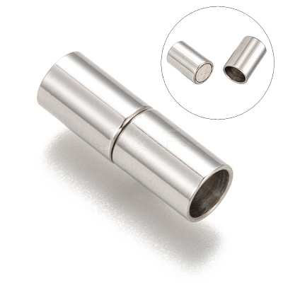 Tarnish Resistant Column 304 Stainless Steel Magnetic Clasps with Glue-in Ends X-STAS-I026-03-1