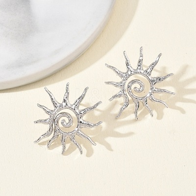 Sun Brass Stud Earrings for Women EJEW-A167-08P-1