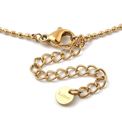 Ion Plating(IP) 304 Stainless Steel Cubic Zirconia Teardrop & Flat Round Bib Ball Chain Necklaces for Women NJEW-F328-11G-02-1