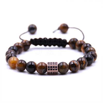 Natural Tiger Eye Braided Bead Bracelets TW4699-3-1
