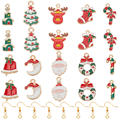 Christmas Theme DIY Alloy Enamel Dangle Earring Making Kit DIY-SC0025-87-1