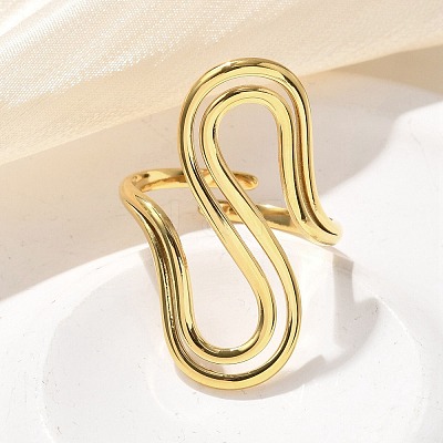 Wave 304 Stainless Steel Cuff Rings RJEW-C124-06B-G-1