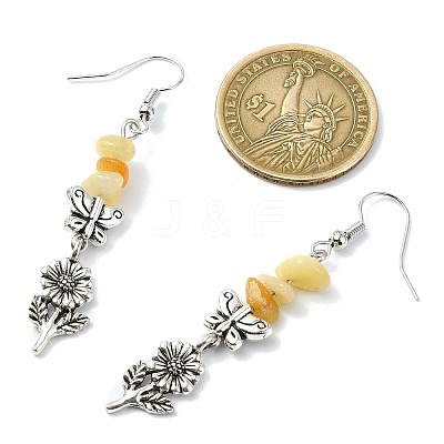 Natural Mixed Stone Chip Dangle Earrings Set for Women EJEW-JE06248-1