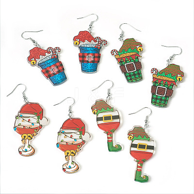 4Pair Christmas Iron Dangle Earrings for Women EJEW-TA00594-1