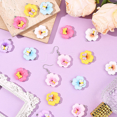 24Pcs 6 Colors Opaque Resin Pendants RESI-SC0006-47-1