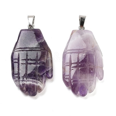 Natural Amethyst Carved Pendants G-K369-01P-06-1