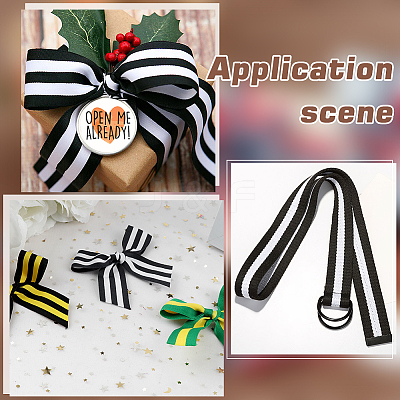 Polyester Stripe Ribbons SRIB-WH0011-326B-1