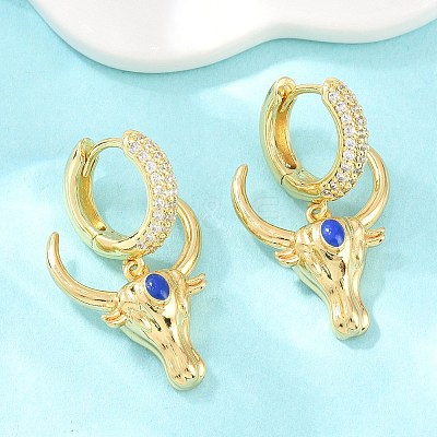 Brass Micro Pave Cubic Zirconia Dangle Hoop Earrings EJEW-G471-46G-1