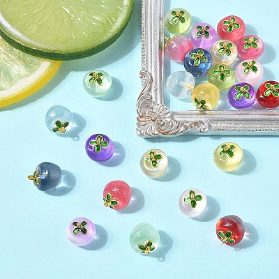 24Pcs 12 Colors Transparent Glass Apple Pendants DGLA-YW0001-46-1