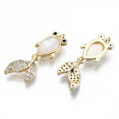 Brass Micro Pave Clear Cubic Zirconia Pendants KK-S356-197G-NF-1