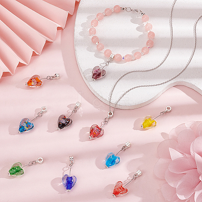 24Pcs 12 Colors Handmade Luminous Lampwork European Dangle Charms PALLOY-AB00086-1