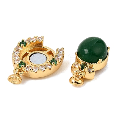 Brass Micro Pave Clear Cubic Zirconia Magnetic Clasps KK-C066-20G-1